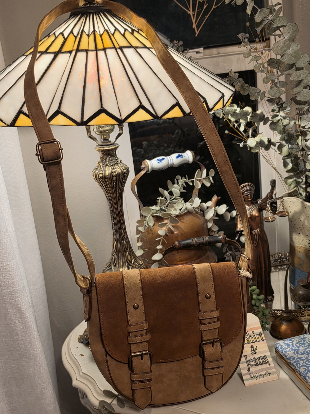 T-Shirt & Jeans Brown Suede-Look Buckle Crossbody Bag